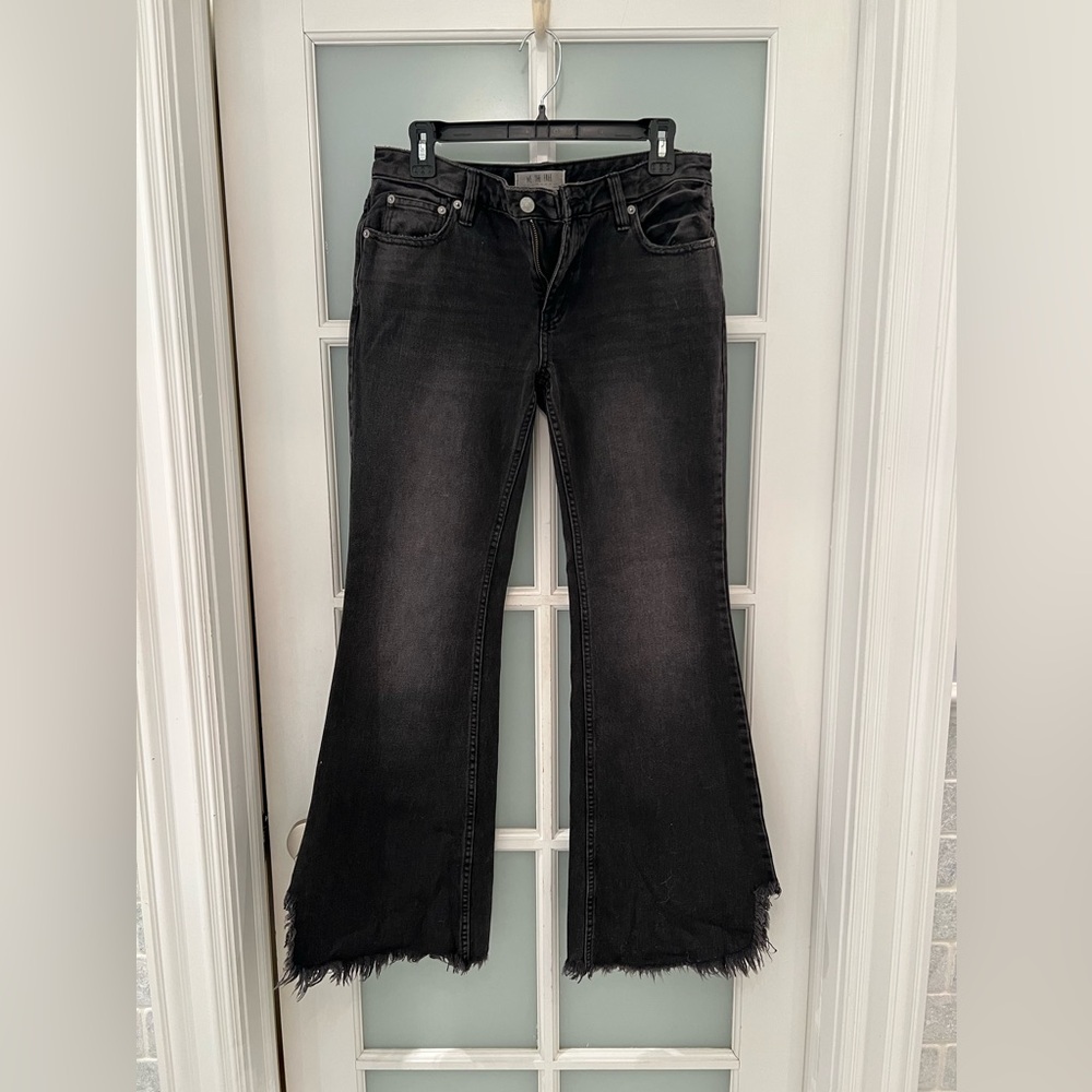 Free People Bellbottom distressed dark denim jeans